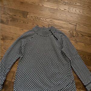 Talbots Navy and White Geometric Knit Top